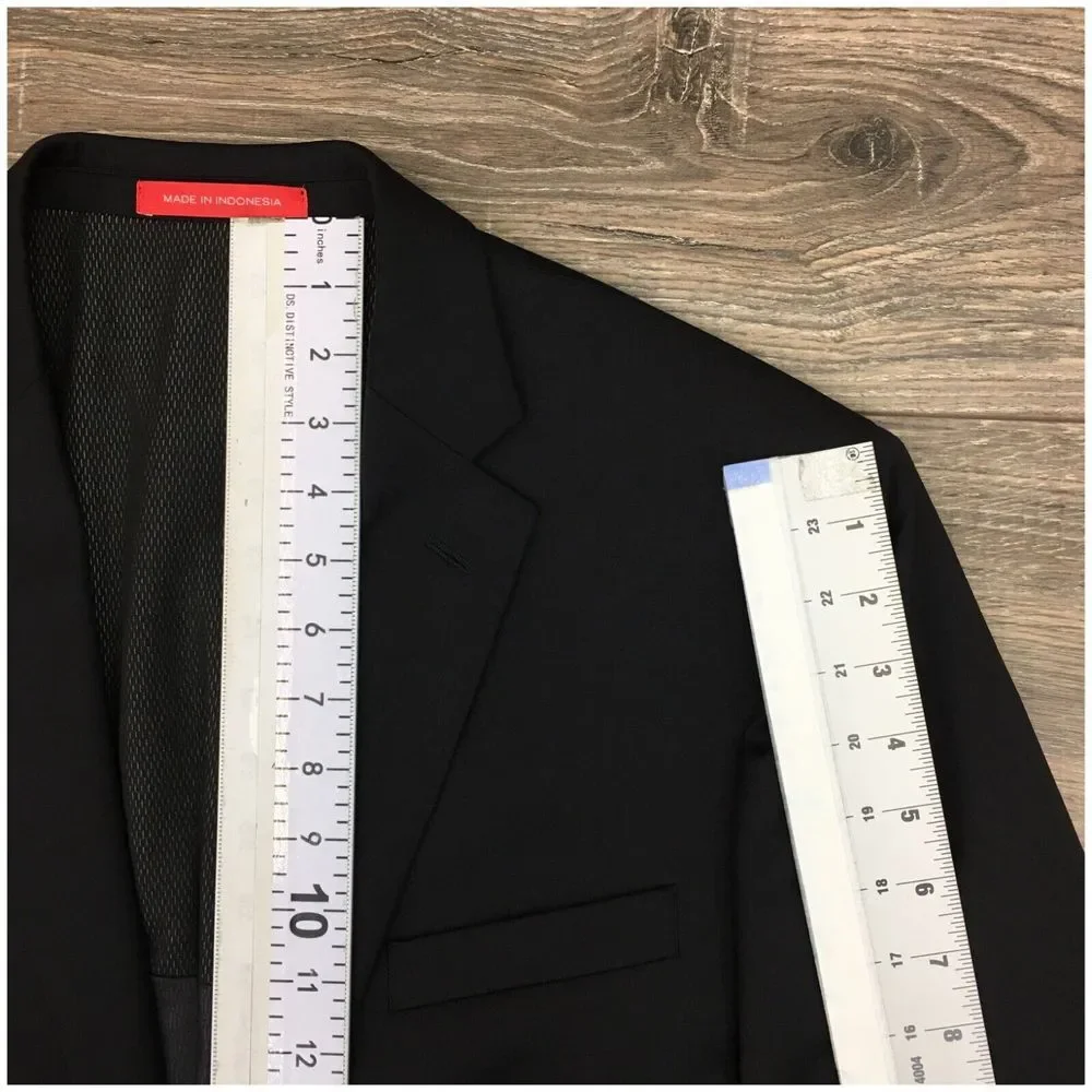 KENNETH COLE Mens Blazer Sport Coat Casual Jacket Size‎ 44L Slim Wool Suit Black